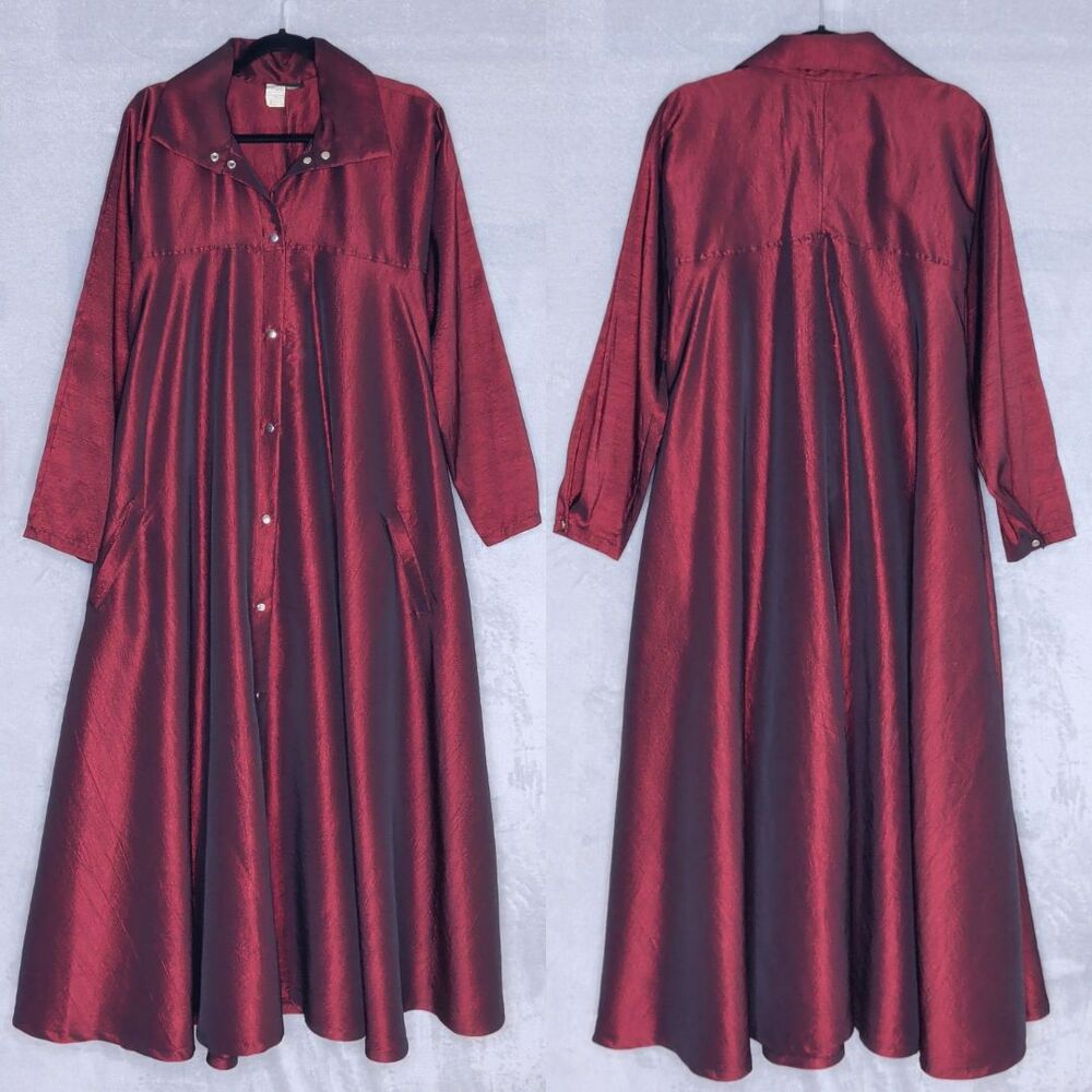 ROBERTO ROBLEDO Iridescent Burgundy Duster/Dress OSFM Gothic Romantic 80s Brite